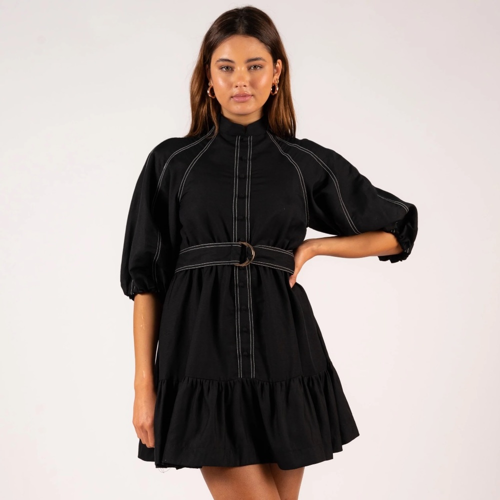 NWT Aureta Studio Florence Mini Dress Black Size Small - Picture 1 of 7